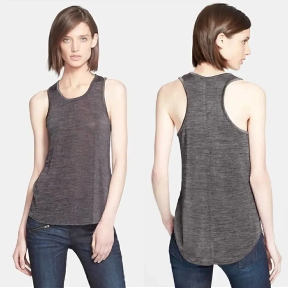 Rag & Bone Racerback Tank Gray Shiny Sheer S